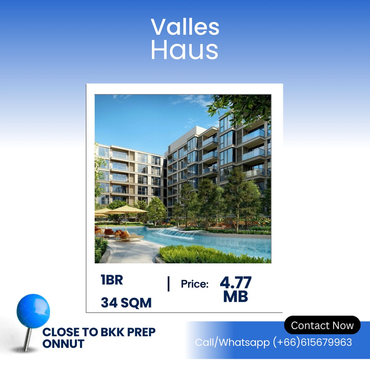 ขายคอนโดอ่อนนุช อุดมสุข : Valles Haus – 1‑Bedroom Condo in T77 Community Stylish 1-Bedroom Unit – 34 SQ.M. | ฿4.77 Million