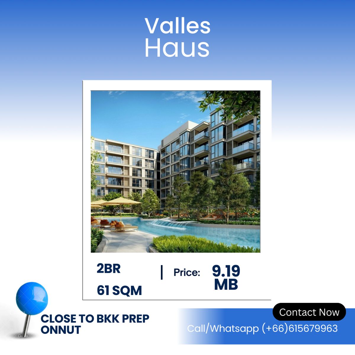 ขายคอนโดอ่อนนุช อุดมสุข : Valles Haus – Rare 2-Bedroom in T77 Community Spacious 2-Bedroom Condo – 61 SQ.M. | ฿9.19 Million