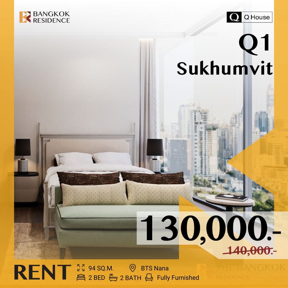ให้เช่าคอนโดนานา : Q1 Sukhumvit ✨ 𝗦𝘂𝗽𝗲𝗿 𝗟𝘂𝘅𝘂𝗿𝘆 𝘂𝗻𝗶𝘁 💫 ใกล้ BTS นานา