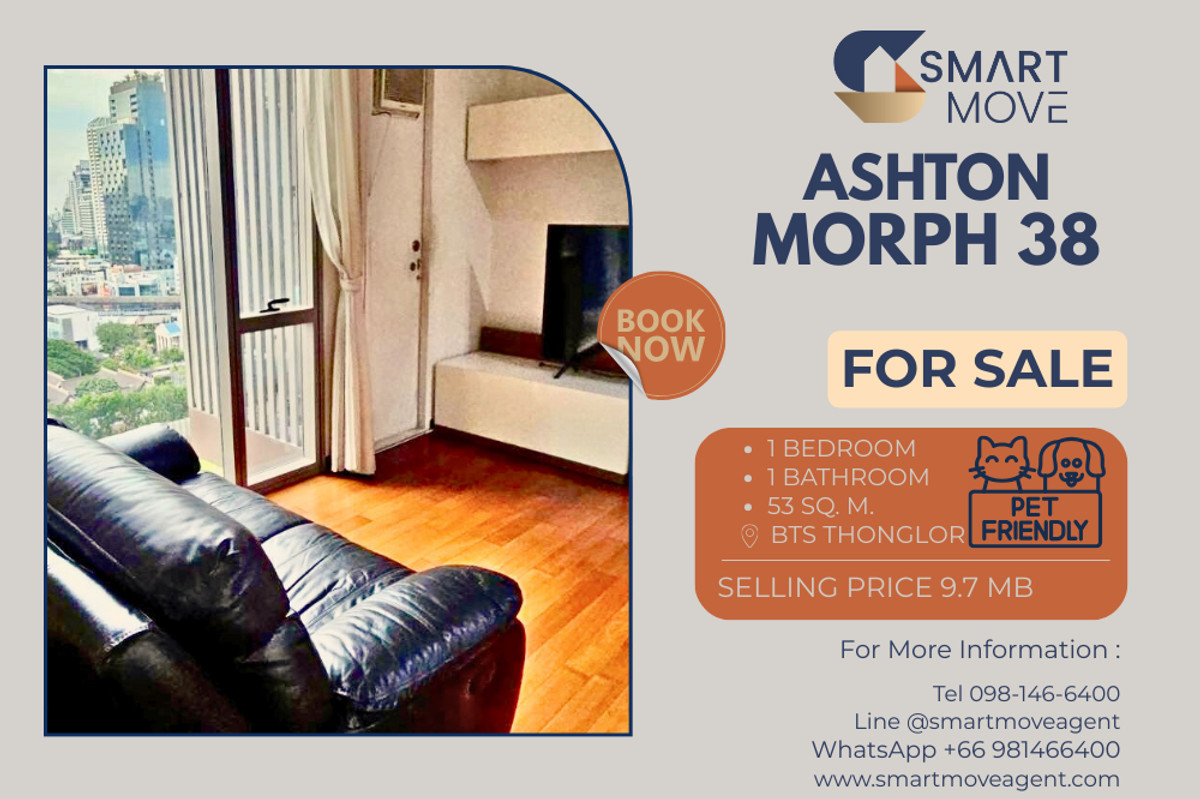 For SaleCondoSukhumvit, Asoke, Thonglor : 🔥Sale with tenant!! high floor 13++, City View, North Facing, Pet Friendly !!🔥 Code C20250800057..........Ashton Morph 38, 1 bedroom, 1 bathroom, furnished, Special Deal!!📣📣