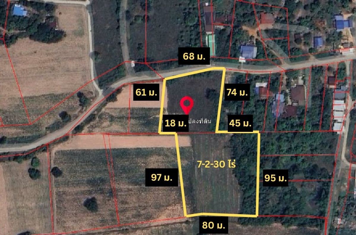 For SaleLandKorat Nakhon Ratchasima : Land for sale 7-2-30 rai, Nong Rawiang Subdistrict, Mueang Nakhon Ratchasima District, only 750 m highway