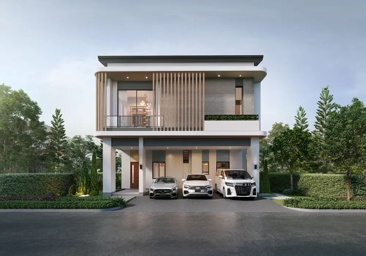 For SaleHouseLadkrabang, Suwannaphum Airport : Baan Ninya, Krungthep Kreetha-Motorway ✈️ 3-story detached house | Cheerful (L) 5 🛌 6 🛁 3 🚘 316 SQ.M. Exclusive Deal 065-6956939 (Raisin)