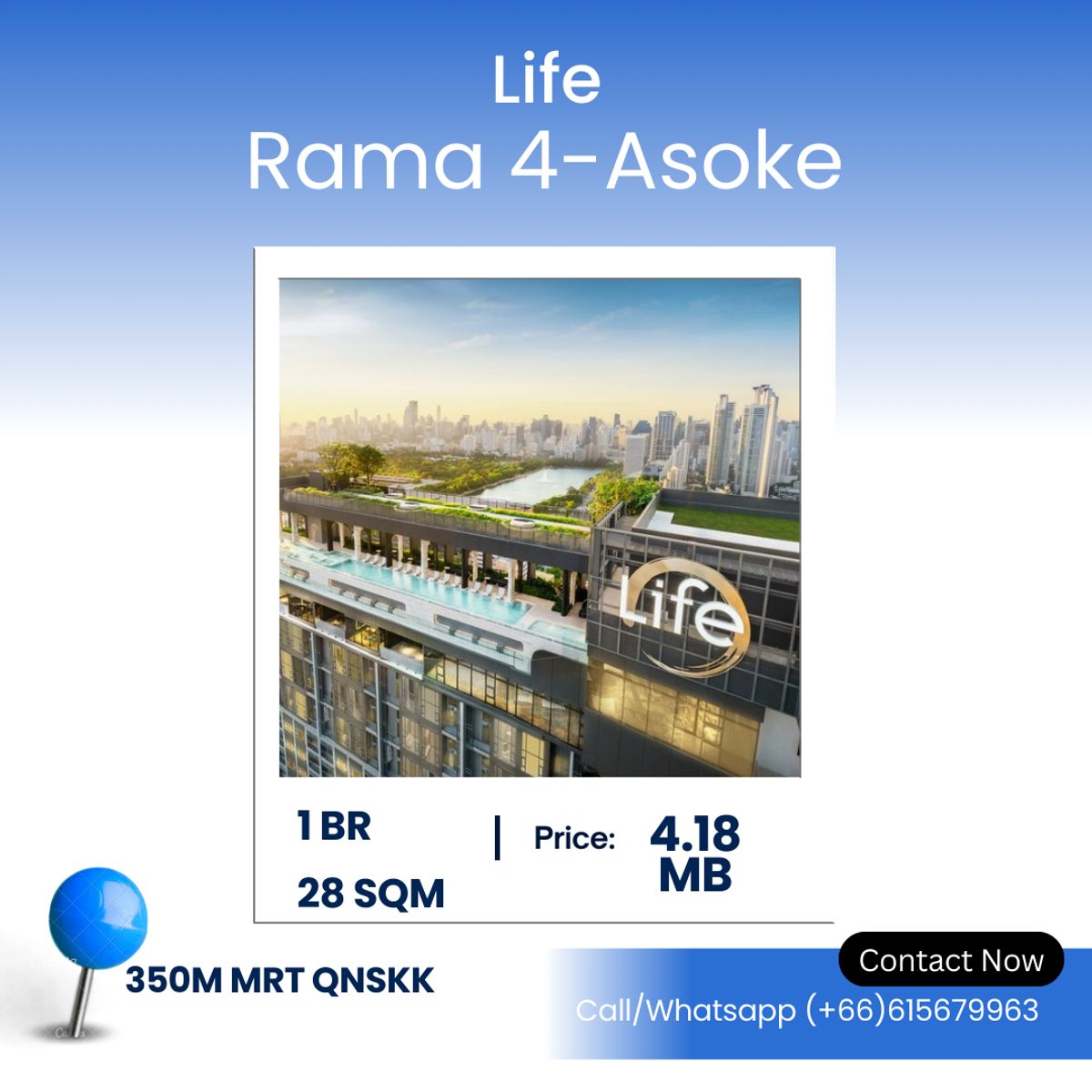 ขายคอนโดคลองเตย กล้วยน้ำไท : Life Rama 4–Asoke – New 1-Bedroom Near MRT & Expressways 1-Bedroom Condo – 28 SQ.M. | ฿4.18 Million