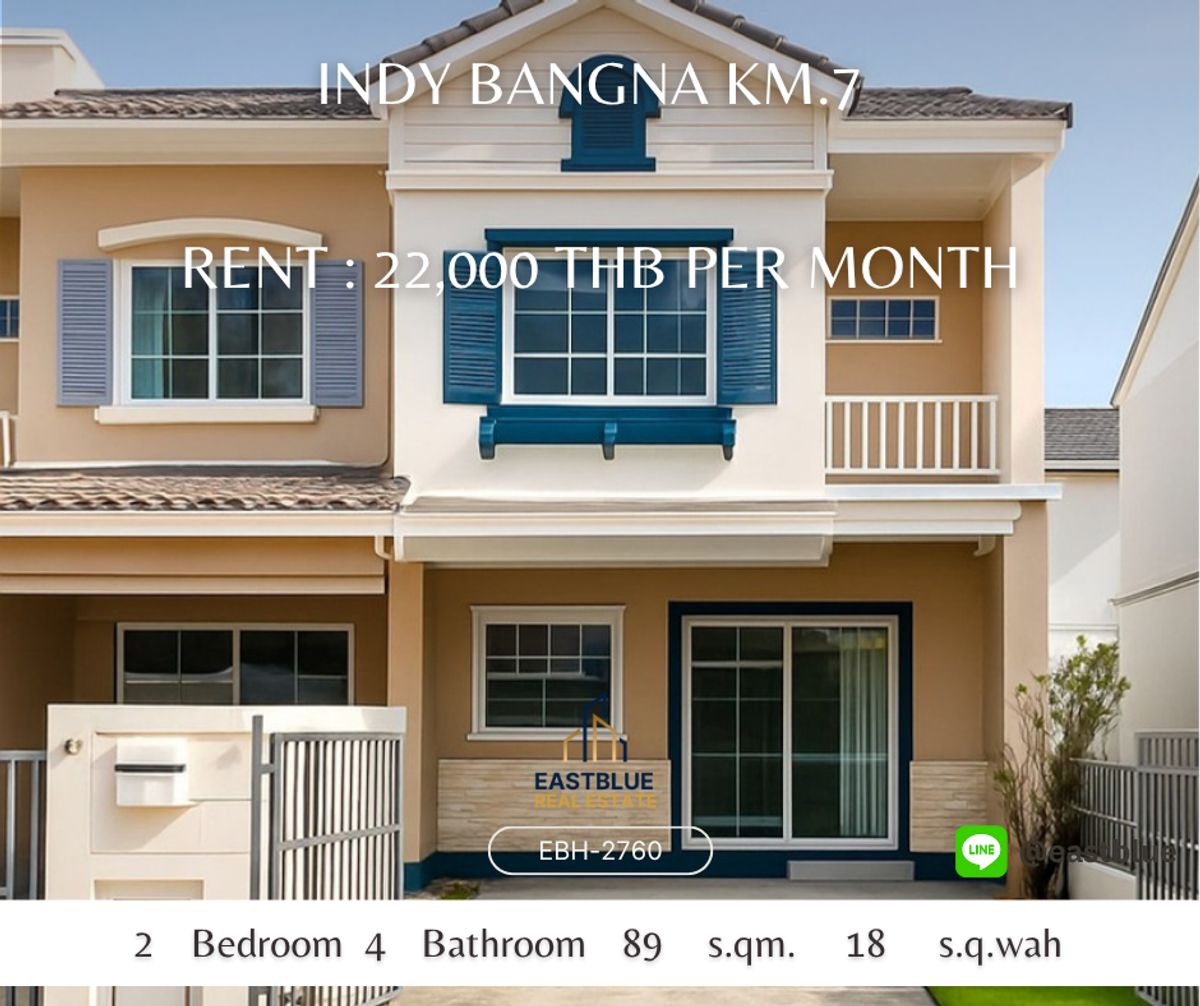 For RentTownhomeBangna, Bearing, Lasalle : Rent a new townhome, near Mega, 1 km after the rental angle 22,000 baht/month