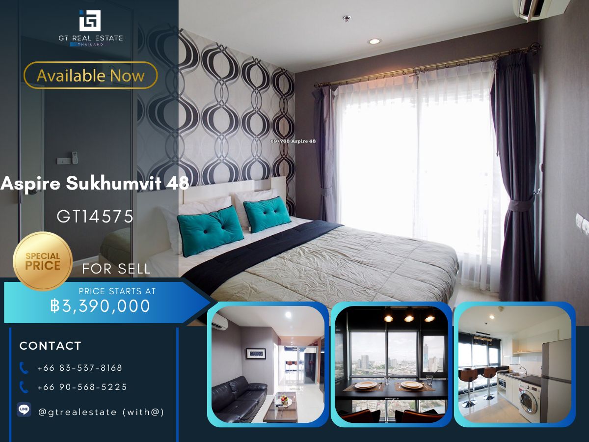 ขายคอนโดอ่อนนุช อุดมสุข : คอนโด Aspire Sukhumvit 48 เดินทางสะดวก ใกล้รถไฟฟ้าบีทีเอส ห้องสวย เฟอร์นิเจอร์ครบ พร้อมขาย!!