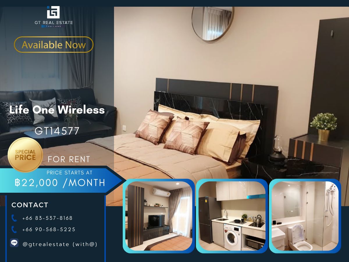 For RentCondoWitthayu, Chidlom, Langsuan, Ploenchit : Life One Wireless Condo is convenient to travel near the BTS Skytrain. There is a beautiful room shuttle, complete furniture !!