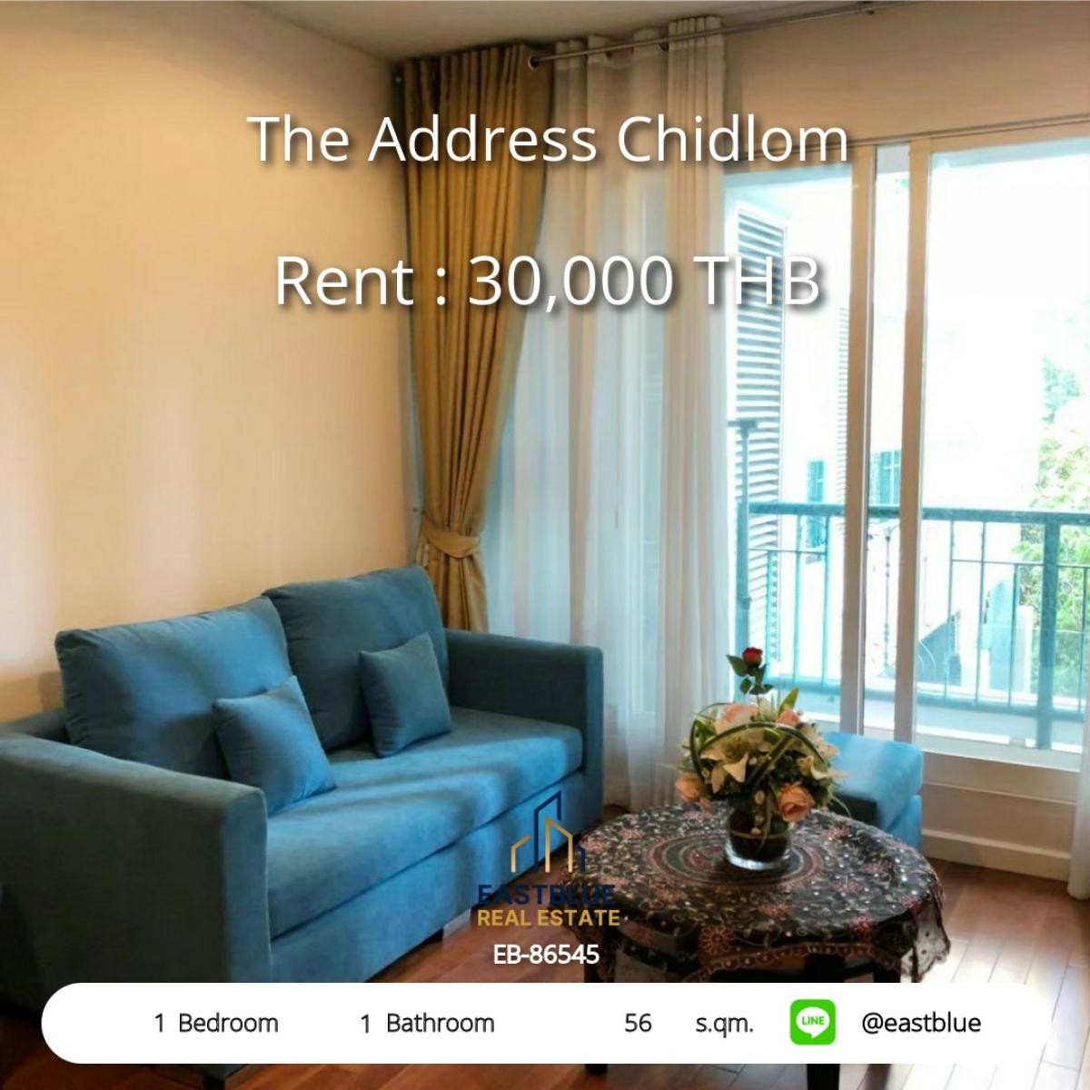 ให้เช่าคอนโดวิทยุ ชิดลม หลังสวน : ห้องสวย 1 นอน The Address ชิดลม 56 ตร.ม. ใกล้ BTS เพียง 30,000 บาท/เดือน! 
เฟอร์ครบ ติดเซ็นทรัล-ฟิตเนส-สระว่ายน้ำ พร้อมเข้าอยู่ทันที!