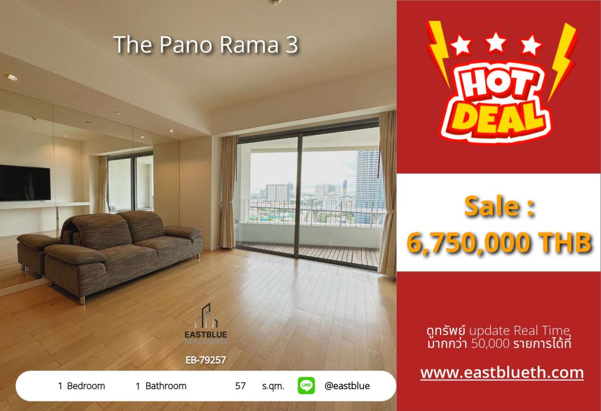 For SaleCondoRama3 (Riverside),Satupadit : Actual price includes expenses, luxury condo The Pano Rama 3, ready to move in, 1 bedroom, 57 sq m. 
Beautiful city view, near Central Rama 3, special price only 6.75 million baht!