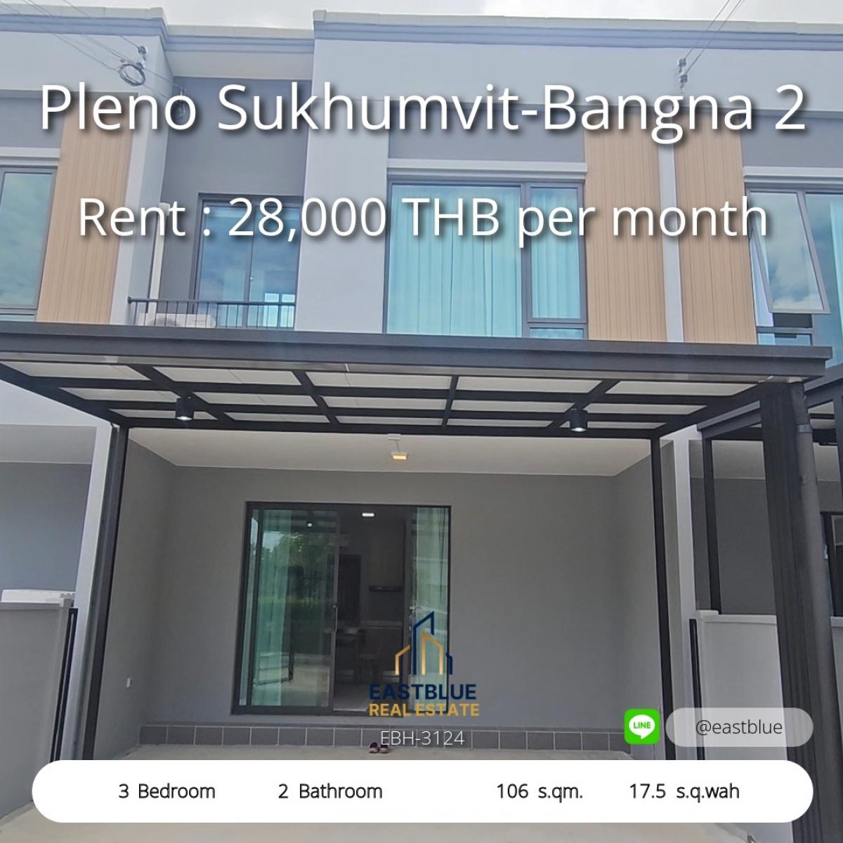 For RentTownhomeBangna, Bearing, Lasalle : Beautiful 3 bedroom house ready for rent in Sukhumvit-Bangna! 
Beautiful 3-Bedroom House for Rent in Sukhumvit-Bangna!