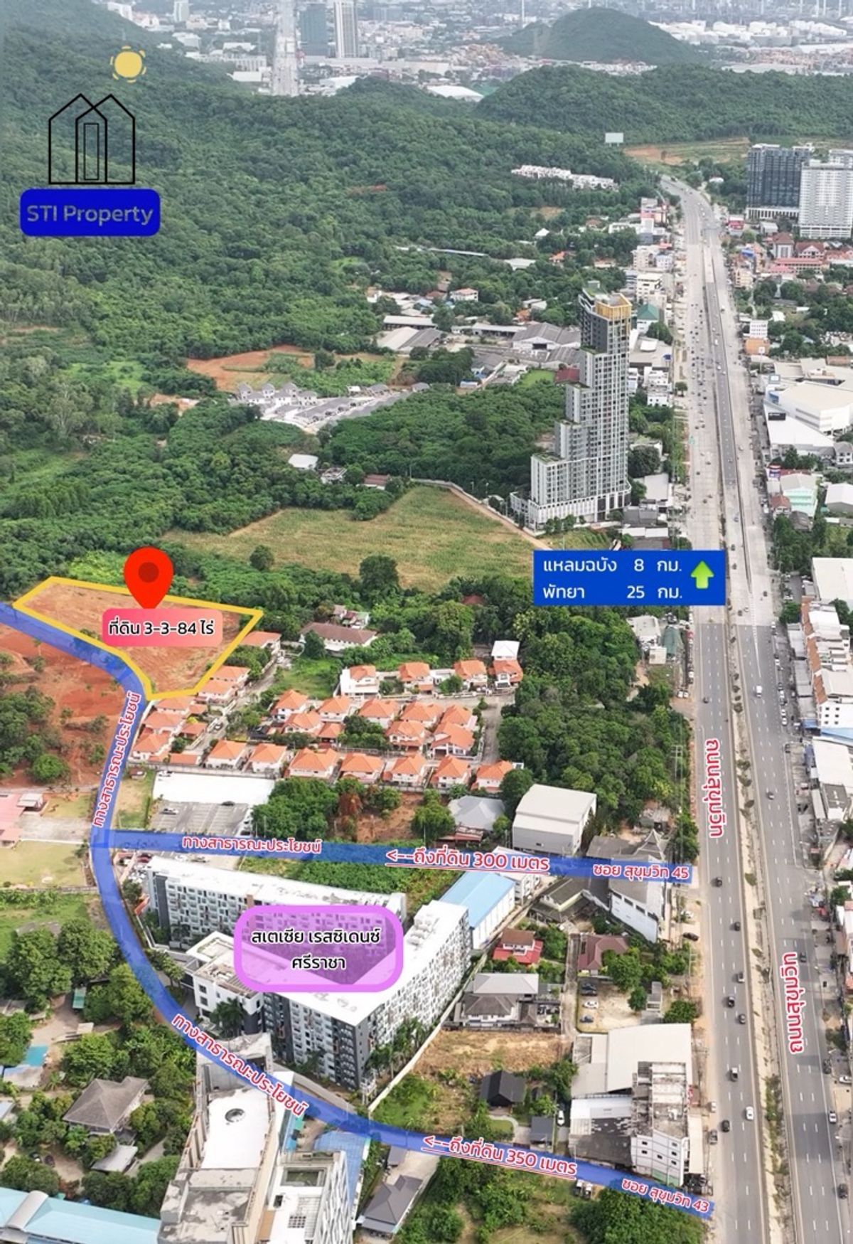 For SaleLandPattaya, Bangsaen, Chonburi : Sriracha land for sale, mountain view, sea view, suitable for projects