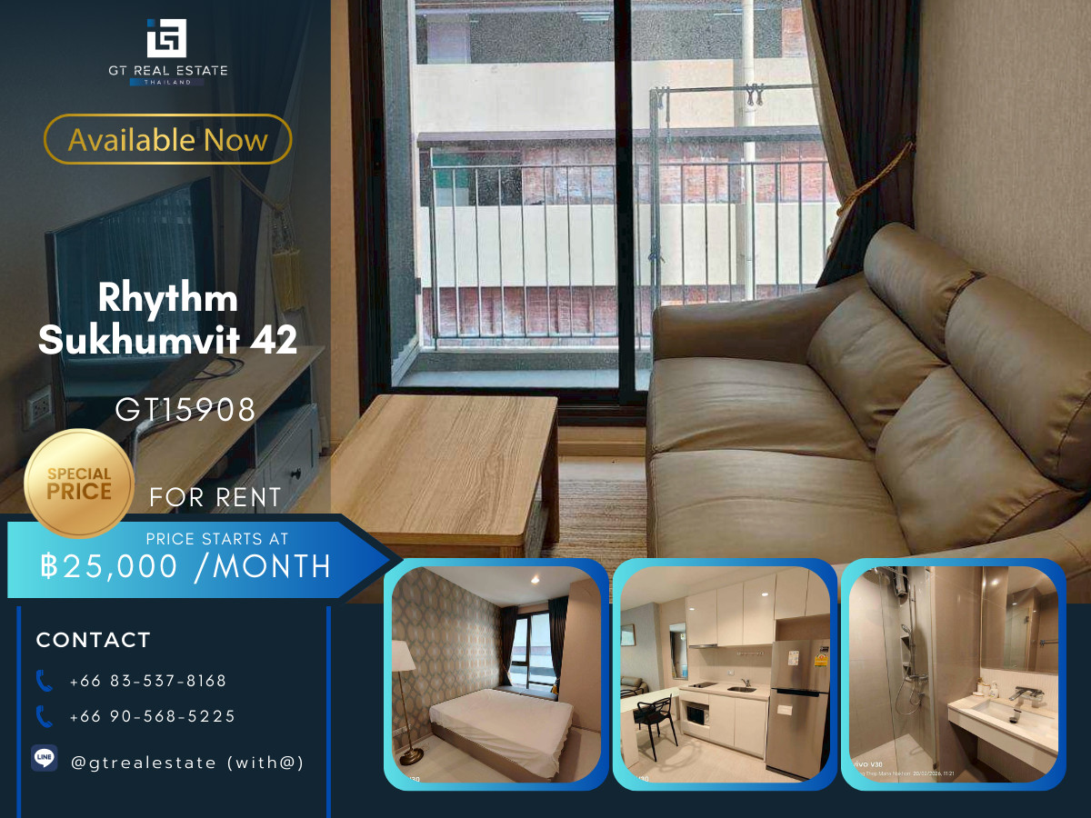For RentCondoSukhumvit, Asoke, Thonglor : ✨ GT15908 | Condo Rhythm Sukhumvit 42, convenient travel, near BTS, there is a shuttle, beautiful room, fully furnished, ready to move in.