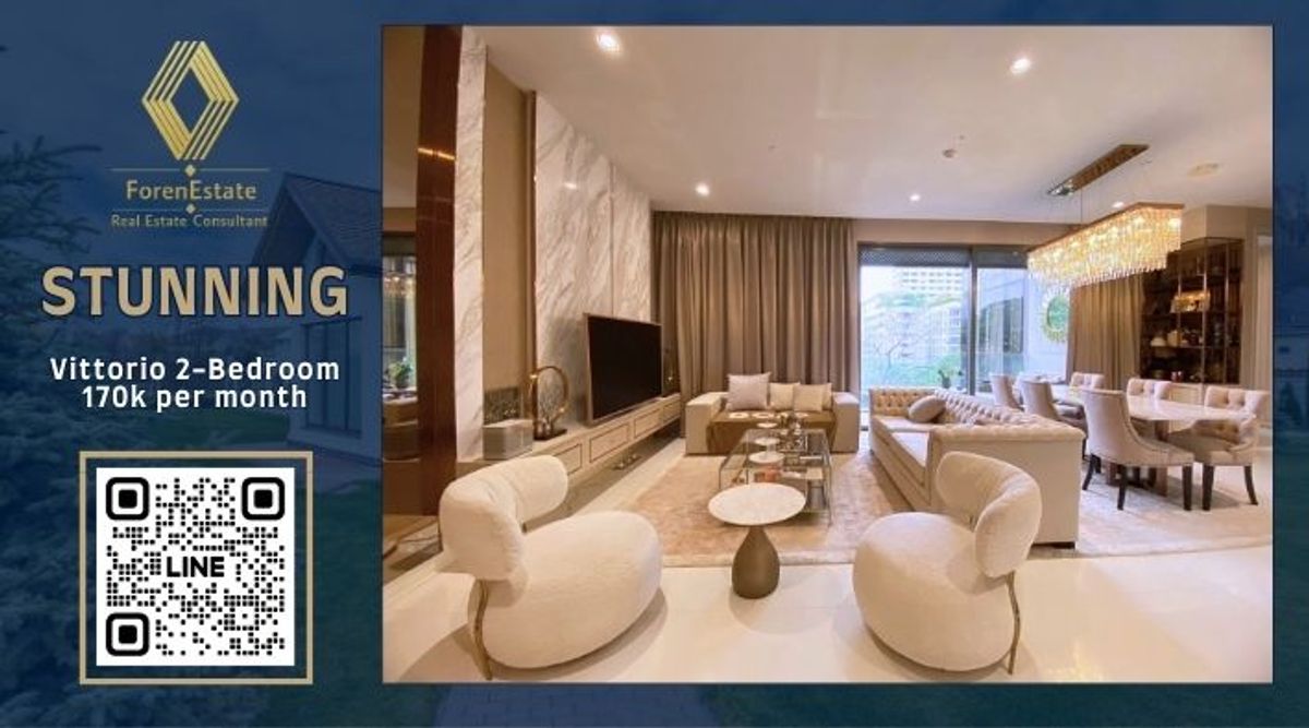 ให้เช่าคอนโดสุขุมวิท อโศก ทองหล่อ : Rate item ห้องระเบียงพิเศษ !! Vittorio Sukhumvit 39 ให้เช่า 2 ห้องนอน 3 ห้องน้ำ ตกแต่งด้วยแบรนเนมทั้งห้อง พร้อมอยู่