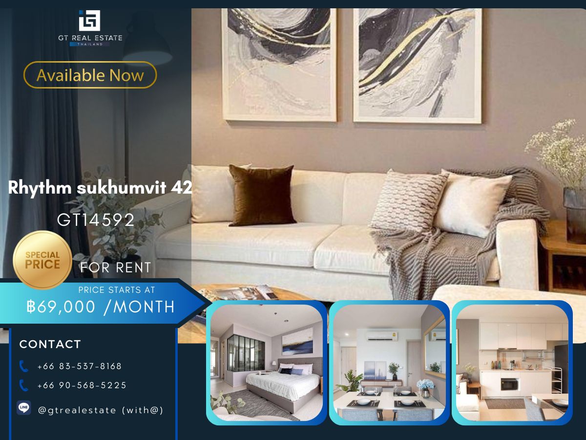 ให้เช่าคอนโดสุขุมวิท อโศก ทองหล่อ : คอนโด Rhythm Sukhumvit 42 เดินทางสะดวก ใกล้รถไฟฟ้าบีทีเอส มีรถรับส่ง ห้องสวย เฟอร์นิเจอร์ครบ พร้อมอยู่