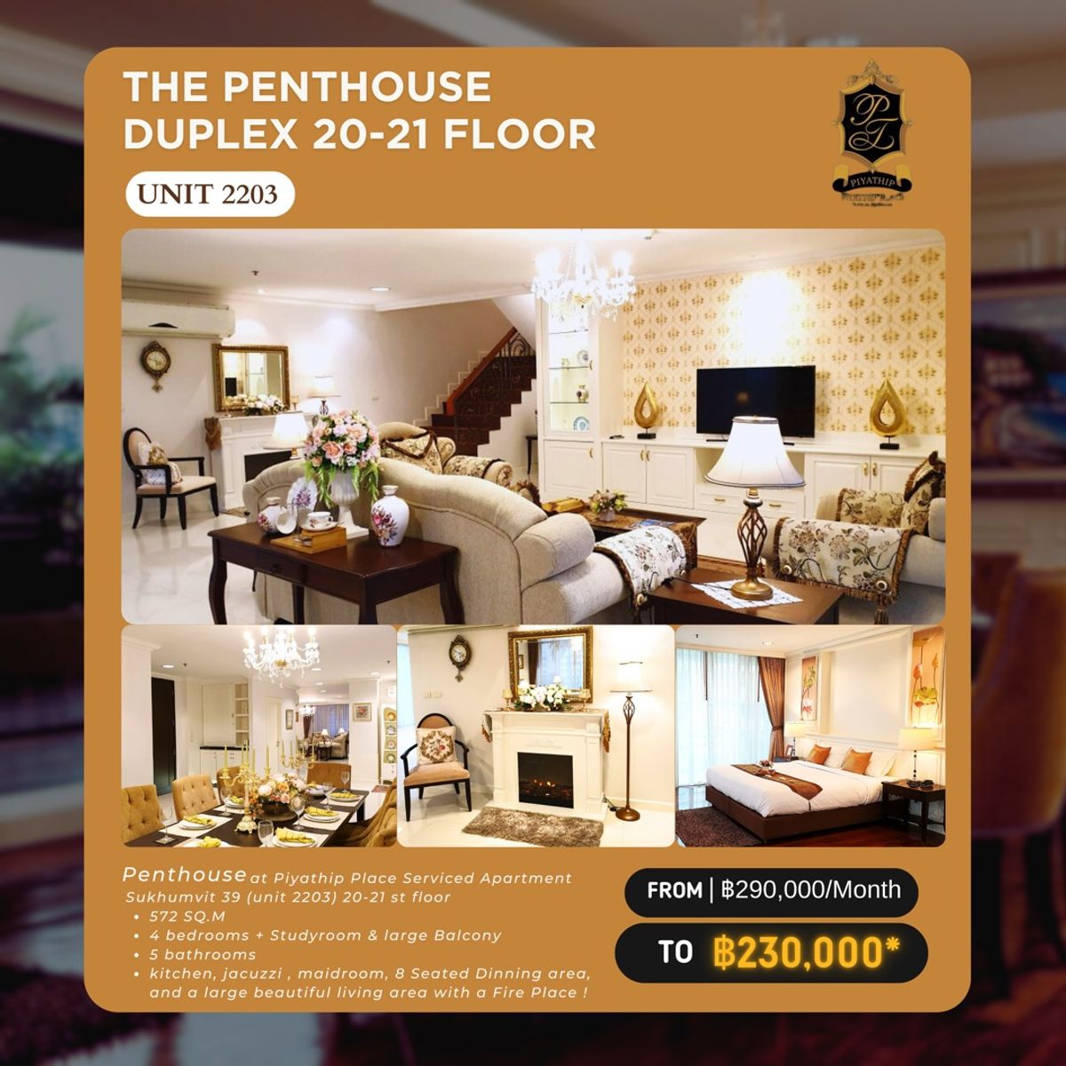 ให้เช่าสุขุมวิท อโศก ทองหล่อ : The Stunning Duplex Penthouse, 20-21st Floor 572 SQ.M Apartment For Rent. At the Heart of Sukhumvit 39