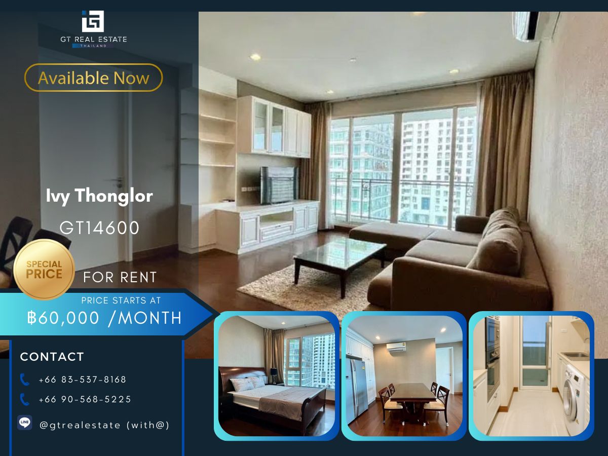 For RentCondoSukhumvit, Asoke, Thonglor : IVY Thonglor Condo is convenient to travel near the BTS Skytrain. There is a beautiful shuttle room, complete furniture ready !!