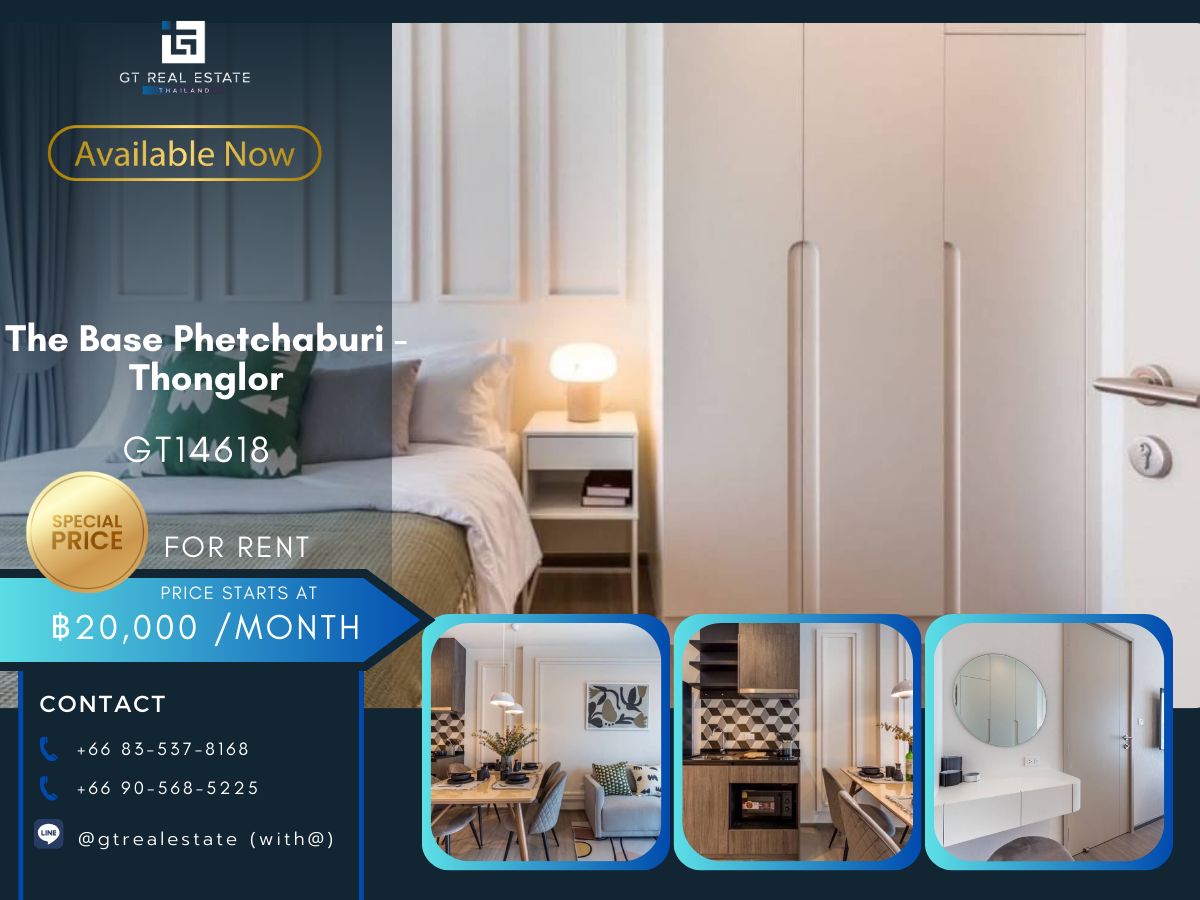 For RentCondoRama9, Petchburi, RCA : The Base Phetchaburi - Thonglor condo is convenient to travel near MAT BTS.