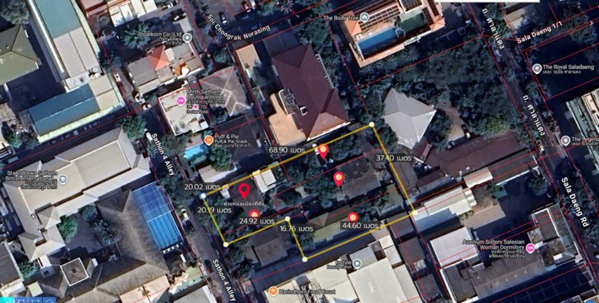 For SaleLandSathorn, Narathiwat : Land for sale in Sathorn Soi 4 ​​| CBD Bangkok | Red Plan 511 Sq.