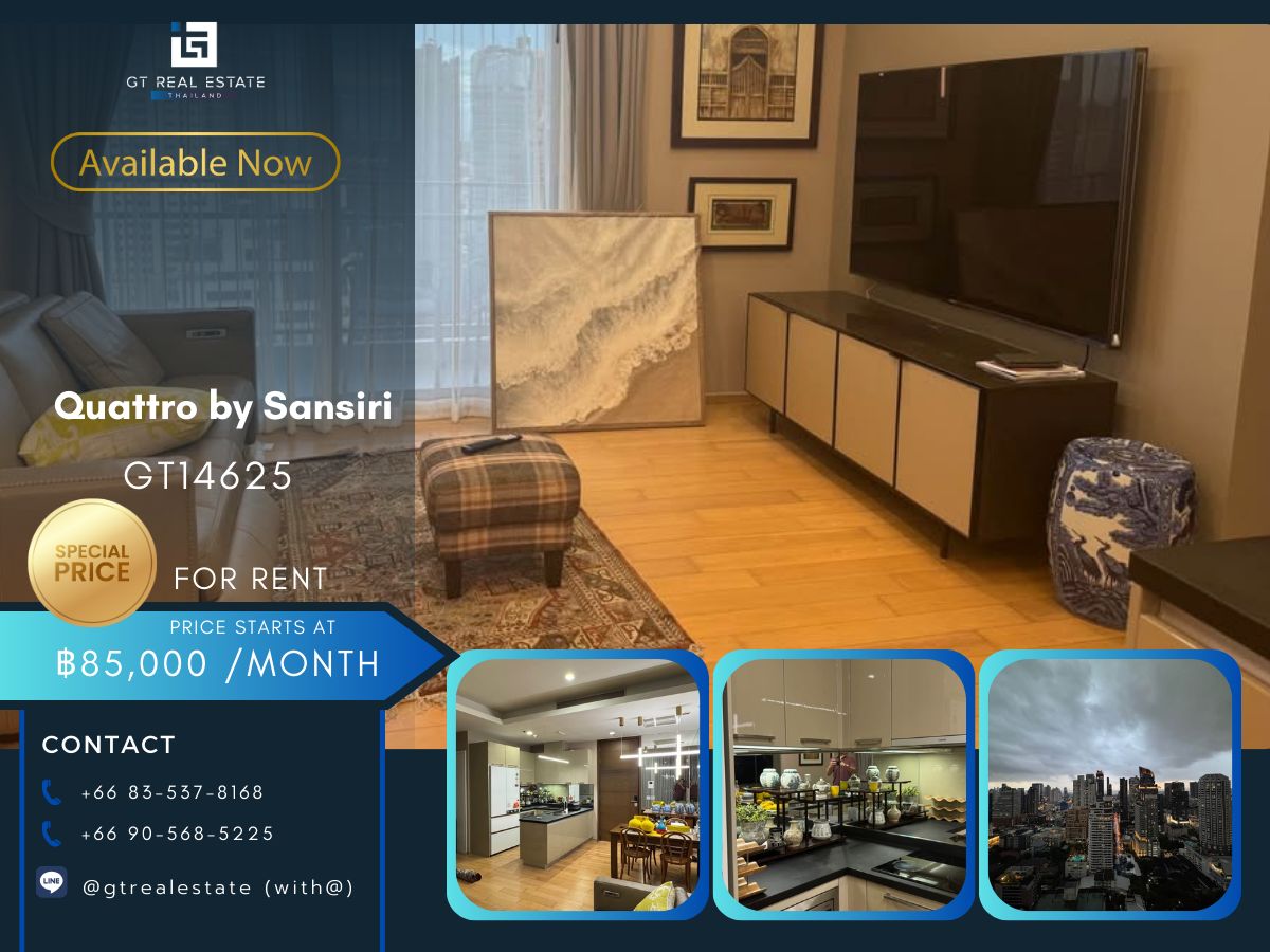 For RentCondoSukhumvit, Asoke, Thonglor : Quattro by sansiri condo is convenient to travel near the BTS Skytrain. Ready to move in !!