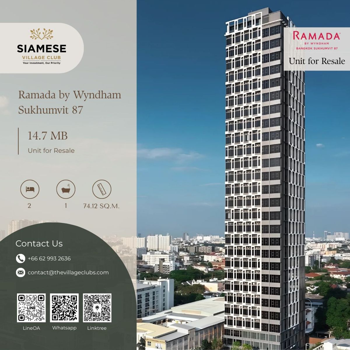 For SaleCondoOnnut, Udomsuk : Ramada by Wyndham Sukhumvit 87  (Siamese Sukhumvit 87)