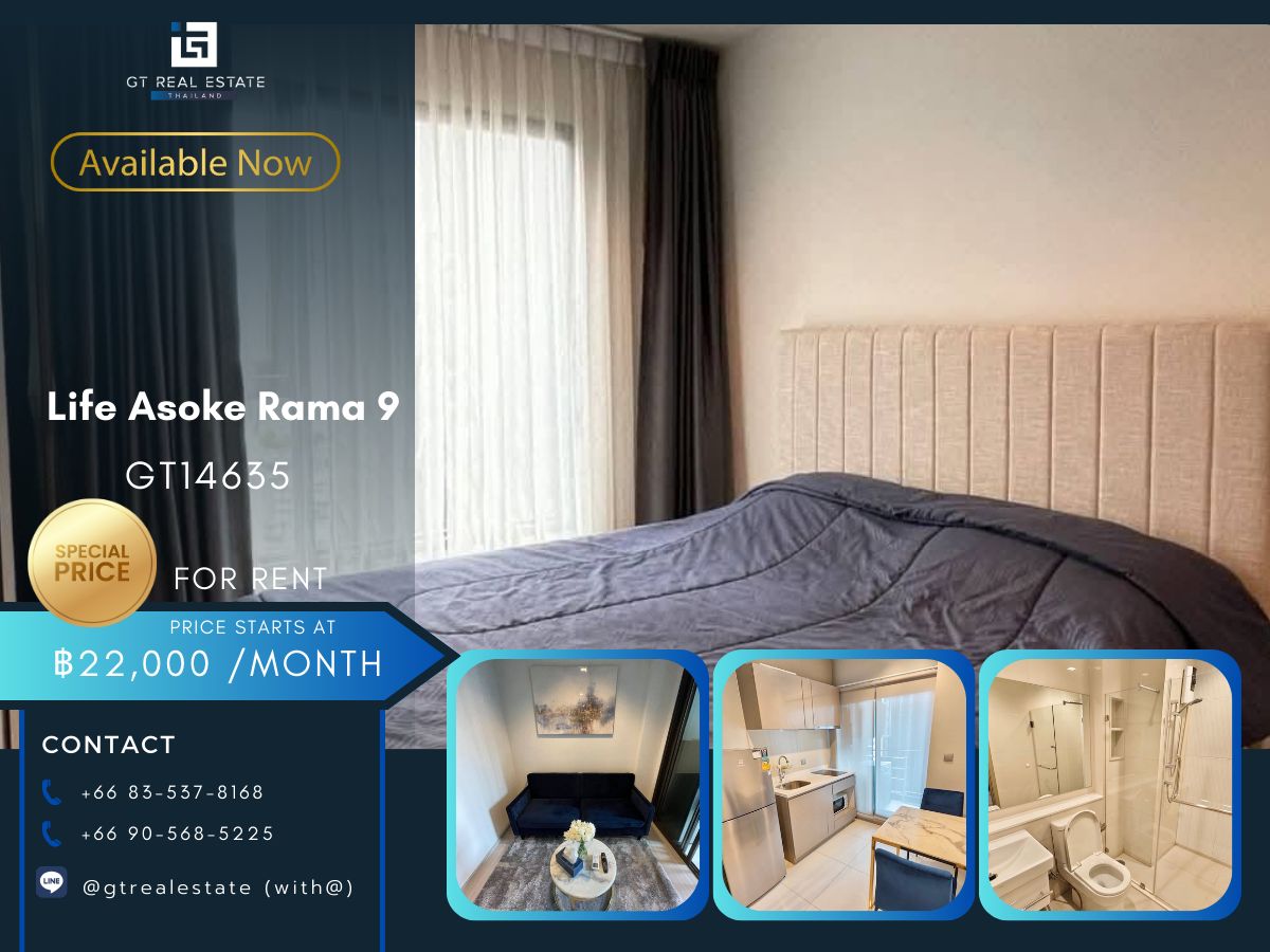 For RentCondoRama9, Petchburi, RCA : Life Asoke Rama 9 condo, convenient transportation, near the MAT BTS.