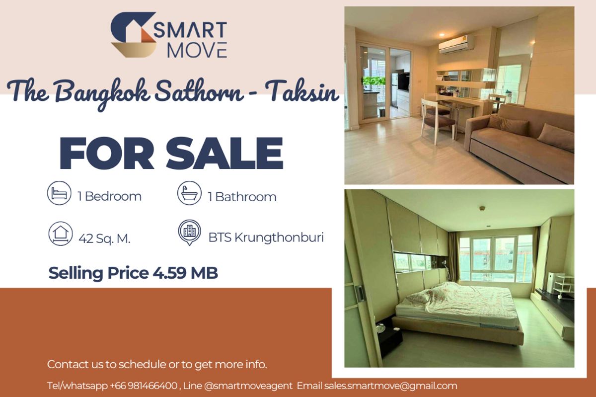 For SaleCondoWongwianyai, Charoennakor : 🔥For Sale!! Resort style project!!🔥 Code C20250900001..........The Bangkok Sathorn - Taksin, 1 bedroom, 1 bathroom, furnished, Special Deal!!📣📣
