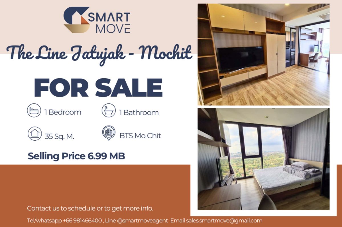 For SaleCondoSapankwai,Jatujak : 🔥 Sale with tenant !! high floor29++, Chatuchak Park view!!🔥 Code C20230205010..........The Line Jatujak - Mochit, 1 bedroom, 1 bathroom, furnished, Special Deal!!📣📣