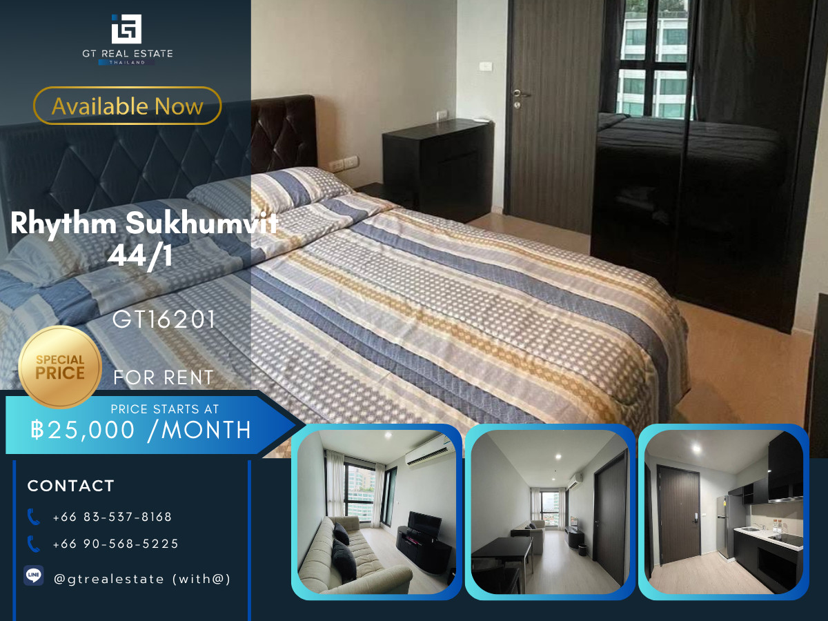 For RentCondoOnnut, Udomsuk : 💎 GT16201 | Condo Rhythm sukhumvit 44/1, convenient travel, near BTS, there is a shuttle, beautiful room, fully furnished, ready to move in!!