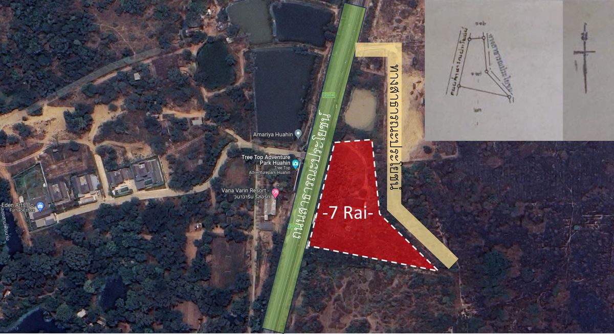 For SaleLandHuahin, Prachuap Khiri Khan, Pran Buri : Luck 🏠 Land for sale 7 rai, Hua Hin, with one -story house, 1 house on the public road, good price !!!