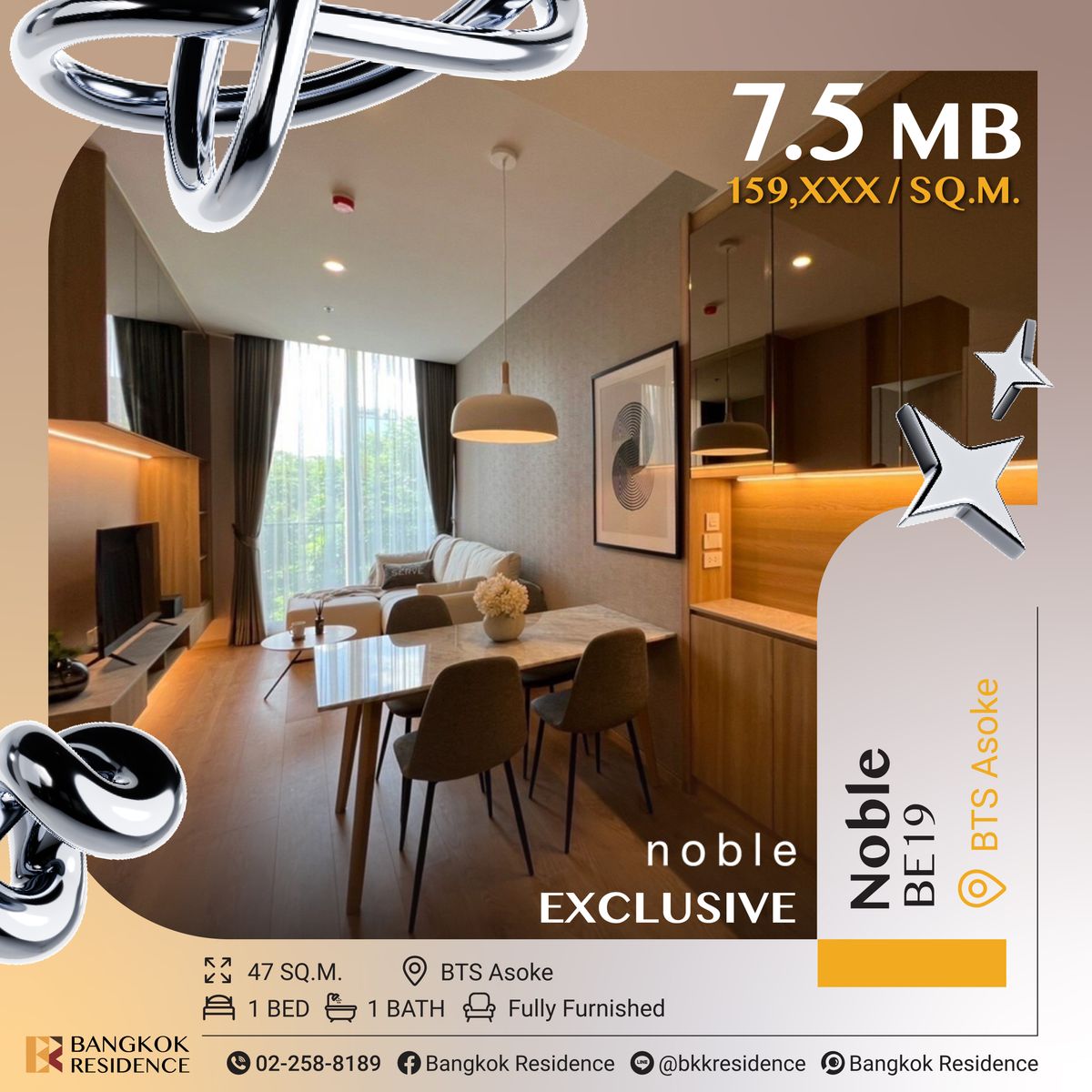 For SaleCondoSukhumvit, Asoke, Thonglor : Noble BE19 💥 𝐁𝐞𝐬𝐭 𝐕𝐚𝐥𝐮𝐞 𝐨𝐧 𝐭𝐡𝐞 𝐌𝐚𝐫𝐤𝐞𝐭✨ With Garden View 🌳 Near BTS Asoke