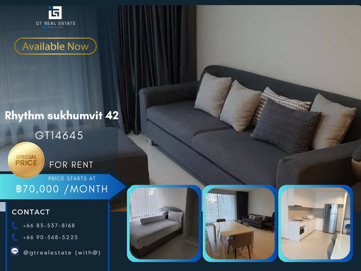 For RentCondoSukhumvit, Asoke, Thonglor : Rhythm Sukhumvit 42 condo, convenient transportation, near BTS, have a beautiful room shuttle. Ready to stay immediately