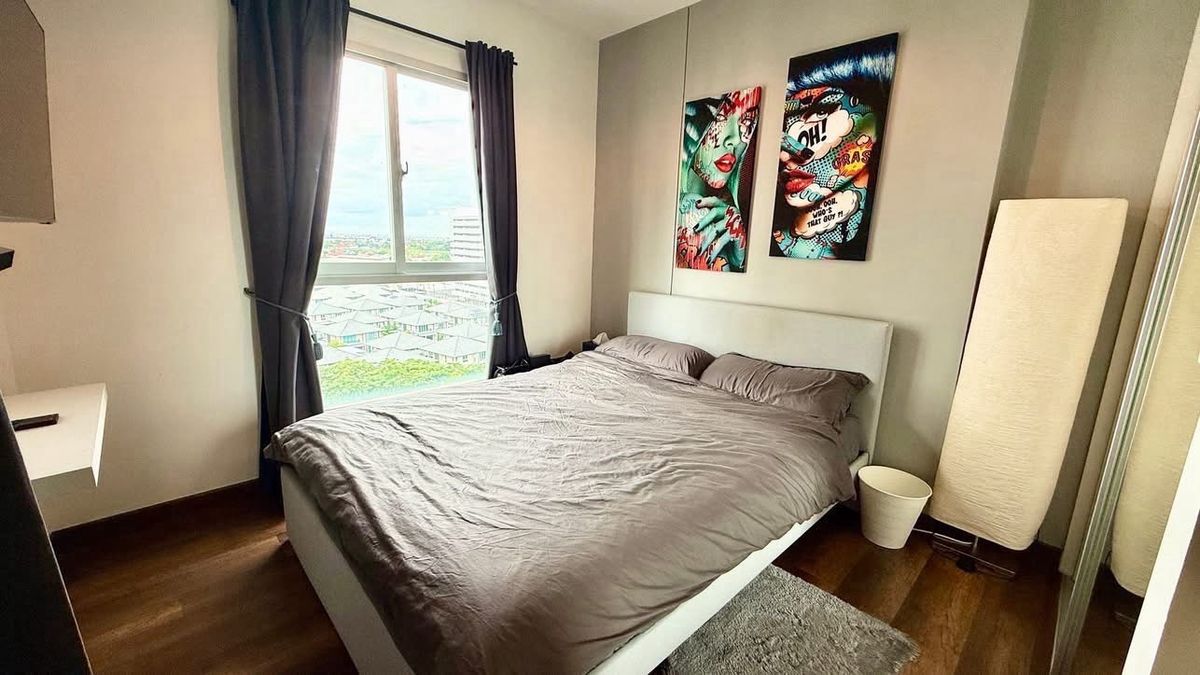 For RentCondoBangna, Bearing, Lasalle : Rent The Parkland Srinakarin Lakeside (The Parkland Srinakarin Lake Side)  🛏️ 1 bedroom 🛁 1 bathroom 🛋️ 1 living room, size 38 sqm. Building 1, floor 12 🌅 View Saket ✨ Price 12,000 baht ✨
