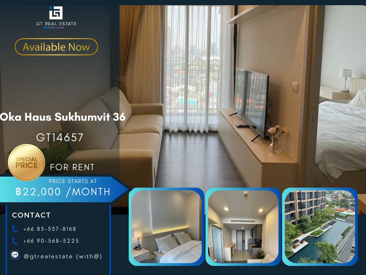 CondoSukhumvit, Asoke, Thonglor : Condo OKA HAUS Sukhumvit 36 ​​Convenient transportation, near BTS, have a beautiful shuttle room, complete furniture ready !!