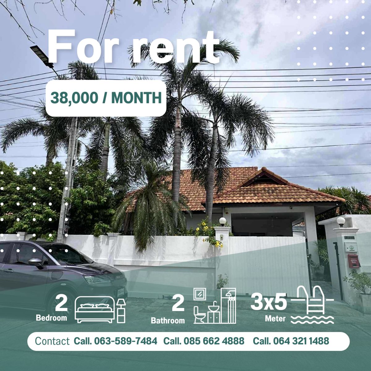 For RentHousePattaya, Bangsaen, Chonburi : 🏡2 Bedroom Pool Villa for RENT in Bang Saray | 38,000 THB/Month | Fully Furnished, Ready to Move in!  💧 Private Pool | 🌿 Garden Care Included | 📶 Free Wi-Fi