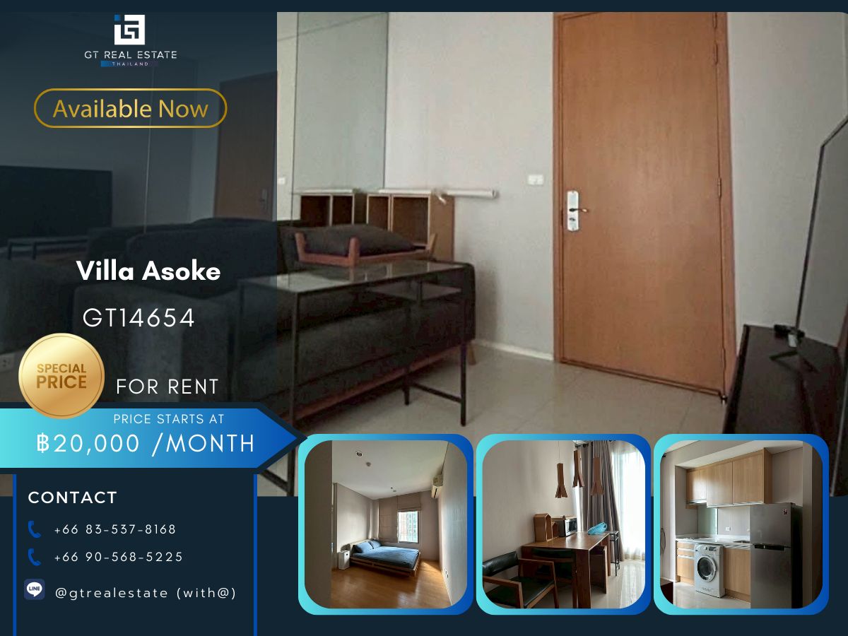 For RentCondoRama9, Petchburi, RCA : Villa Asoke Condo is convenient to travel near the MAT BTS.