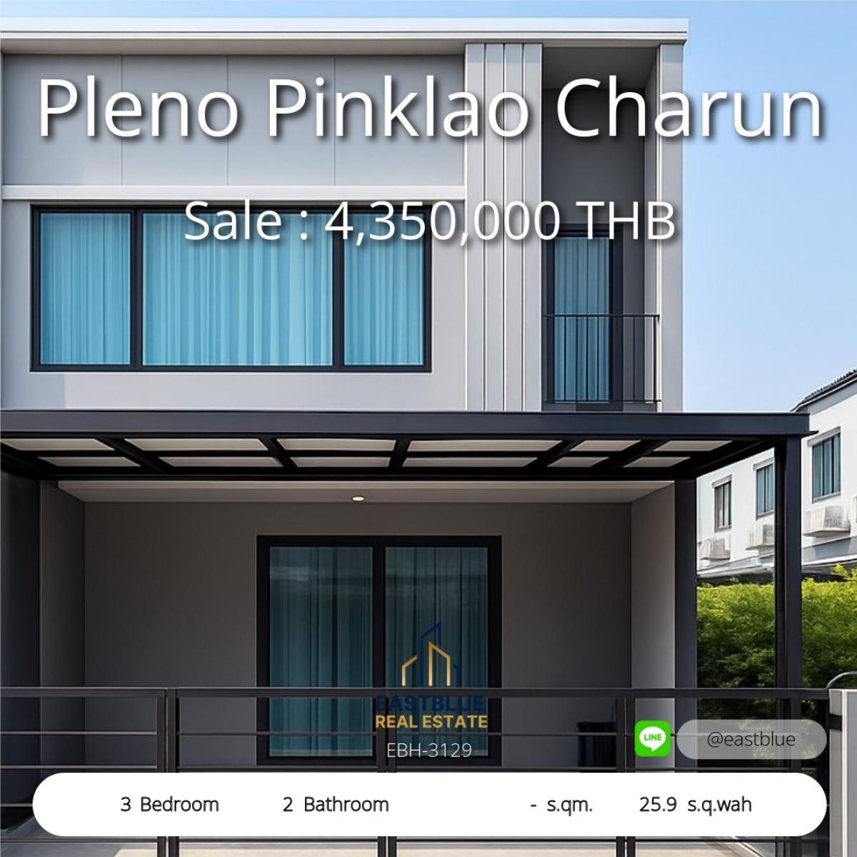 For SaleTownhomeRama5, Ratchapruek, Bangkruai : บ้านมุม 3 ห้องนอนในย่านพลีโน่ ปิ่นเกล้า ชารุณ 
Corner 3-Bedroom House at Pleno Pinklao Charun – Your Dream Home Awaits!
