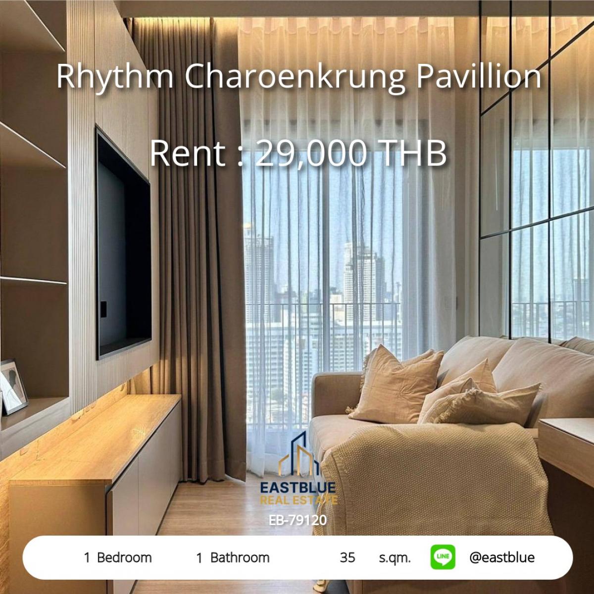 ให้เช่าคอนโดสาทร นราธิวาส : เช่าด่วน Rhythm เจริญนคร 1 ห้องนอน ใกล้ BTS สะพานตากสิน 
ชีวิตสะดวก ใกล้ Asiatique เริ่ม 29,000 บาท/เดือน!