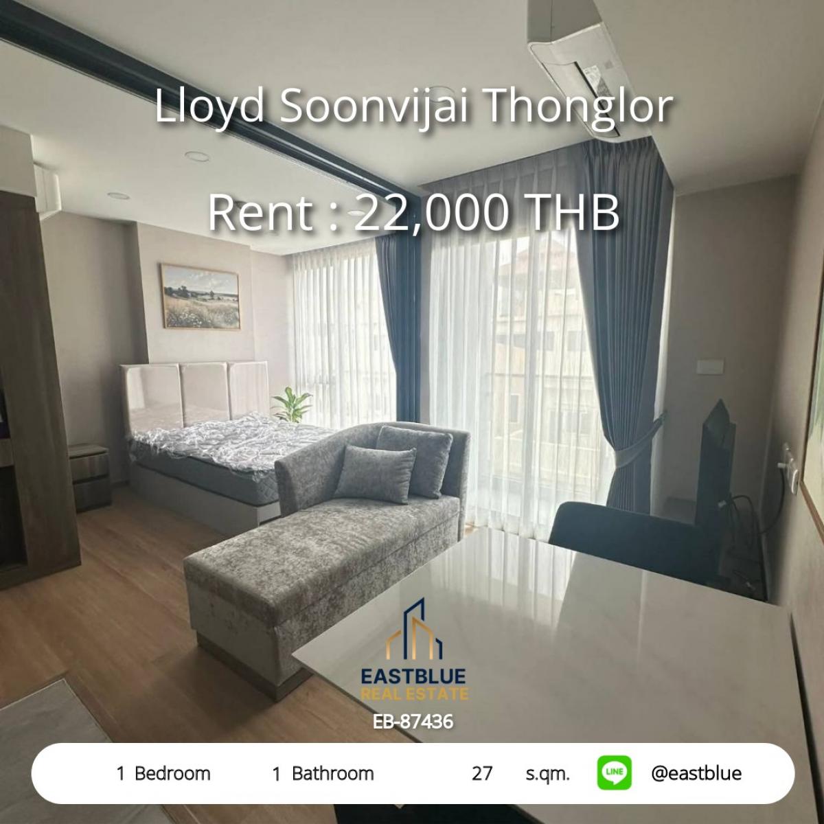 For RentCondoRama9, Petchburi, RCA : Luxury condo in the heart of Thonglor, 1 bedroom, ready to move in!
Rent 22,000 baht/month, near BTS and shopping areas!