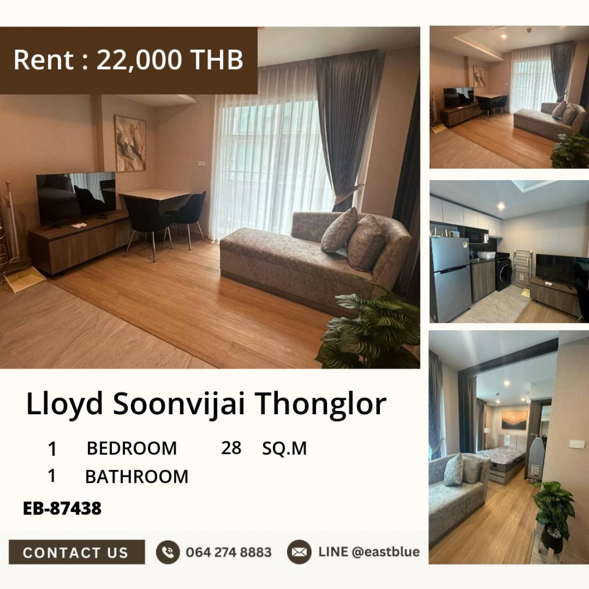 For RentCondoRama9, Petchburi, RCA : 18/03/2026, Condo in the heart of Thonglor, 1 bedroom, 22,000 THB/month
Fully equipped with amenities, near BTS Thong Lo! 0642748883