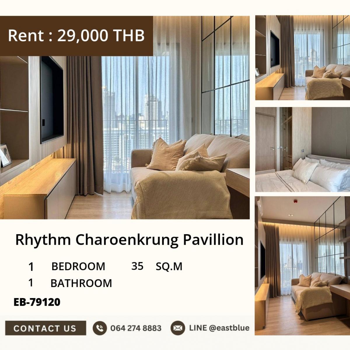 For RentCondoSathorn, Narathiwat : 18/03/2026, Urgent rent Rhythm Charoenkrung 1 bedroom near BTS Taksin Bridge
Convenient living close to Asiatique starting at 29,000 baht/month! 0642748883