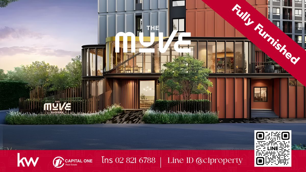 For RentCondoBangna, Bearing, Lasalle : Affordable Rent! The Muve Bangna Condo - 6th floor, Pool view - 1 bedroom, full of 10,000 baht/month