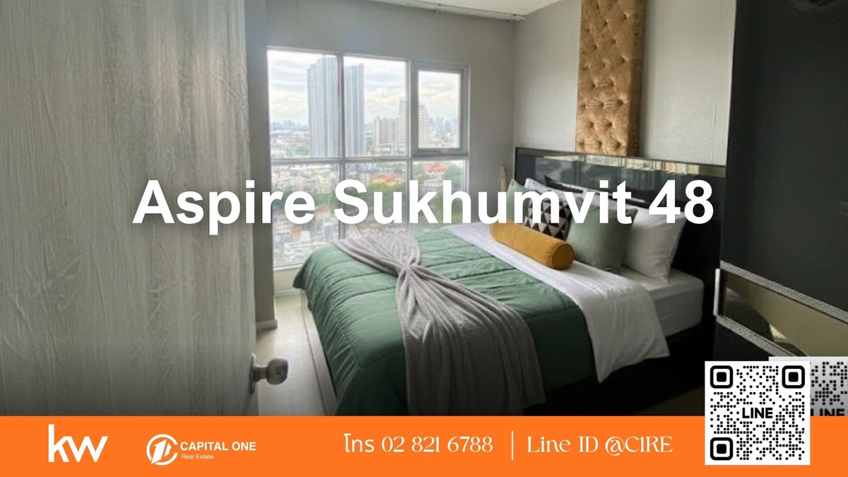 For RentCondoOnnut, Udomsuk : Rent a condo aspire Sukhumvit 48 - high floor. The view is very close to the Phra Khanong BTS only 13,000 baht/month.