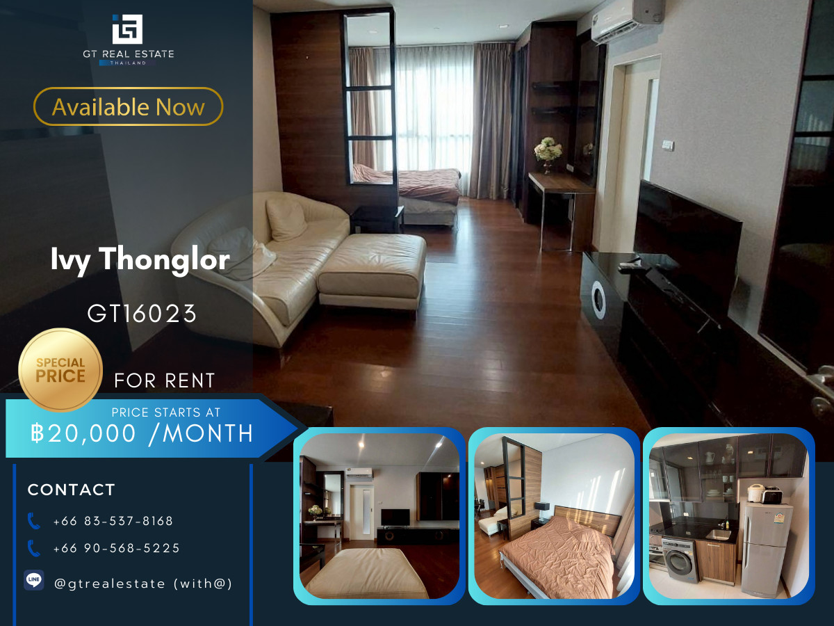 For RentCondoSukhumvit, Asoke, Thonglor : ✨ GT16023 | Condo IVY Thonglor, convenient travel, near BTS, there is a shuttle, beautiful room, fully furnished, ready to move in!!