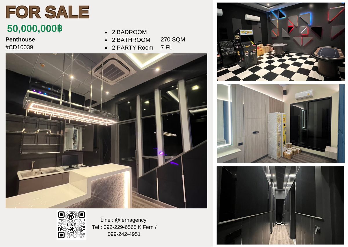 For SaleCondoLadprao, Central Ladprao : 🎉 Penthouse Private Party - Lift the 2nd floor with a private pool