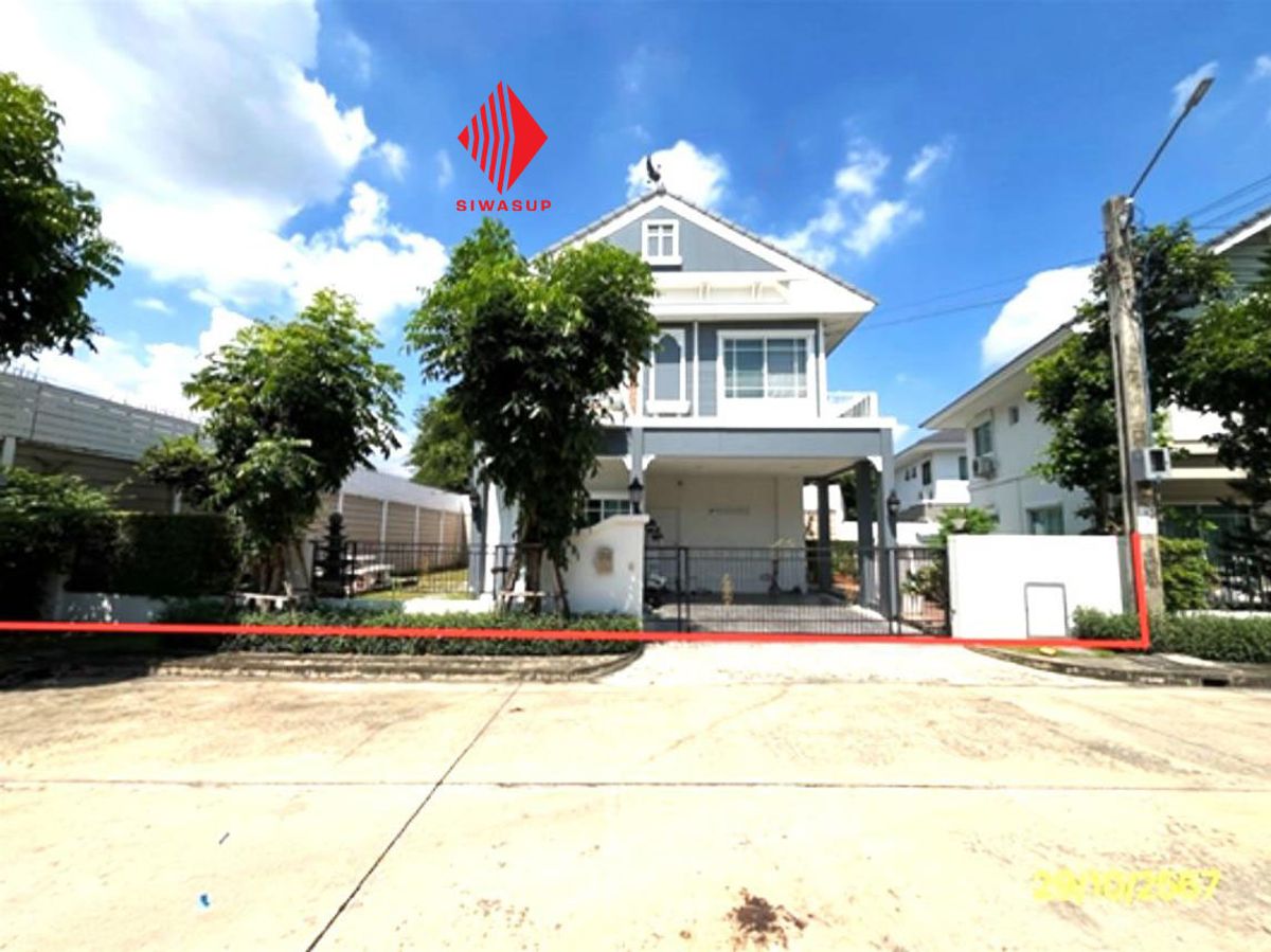 For SaleHouseMin Buri, Romklao : Detached house, good corner, good price, perfect, Place Ramkhamhaeng-Suvarnabhumi 3, convenient to travel near the Orange Line Mean Pattana Station