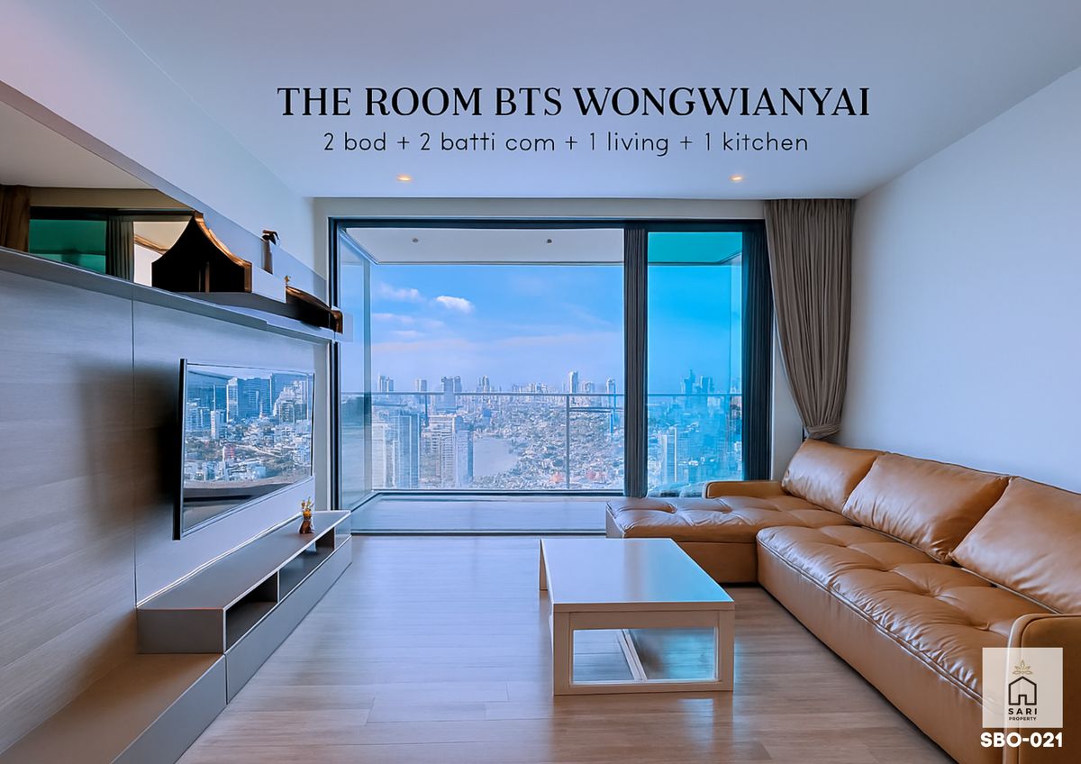For SaleCondoWongwianyai, Charoennakor : Luxury Condo, corner room, city, high floor, 21st floor, The Room BTS Wongwian Yai 5 mins to Sathorn Silom, next to BTS Wongwian Yai
