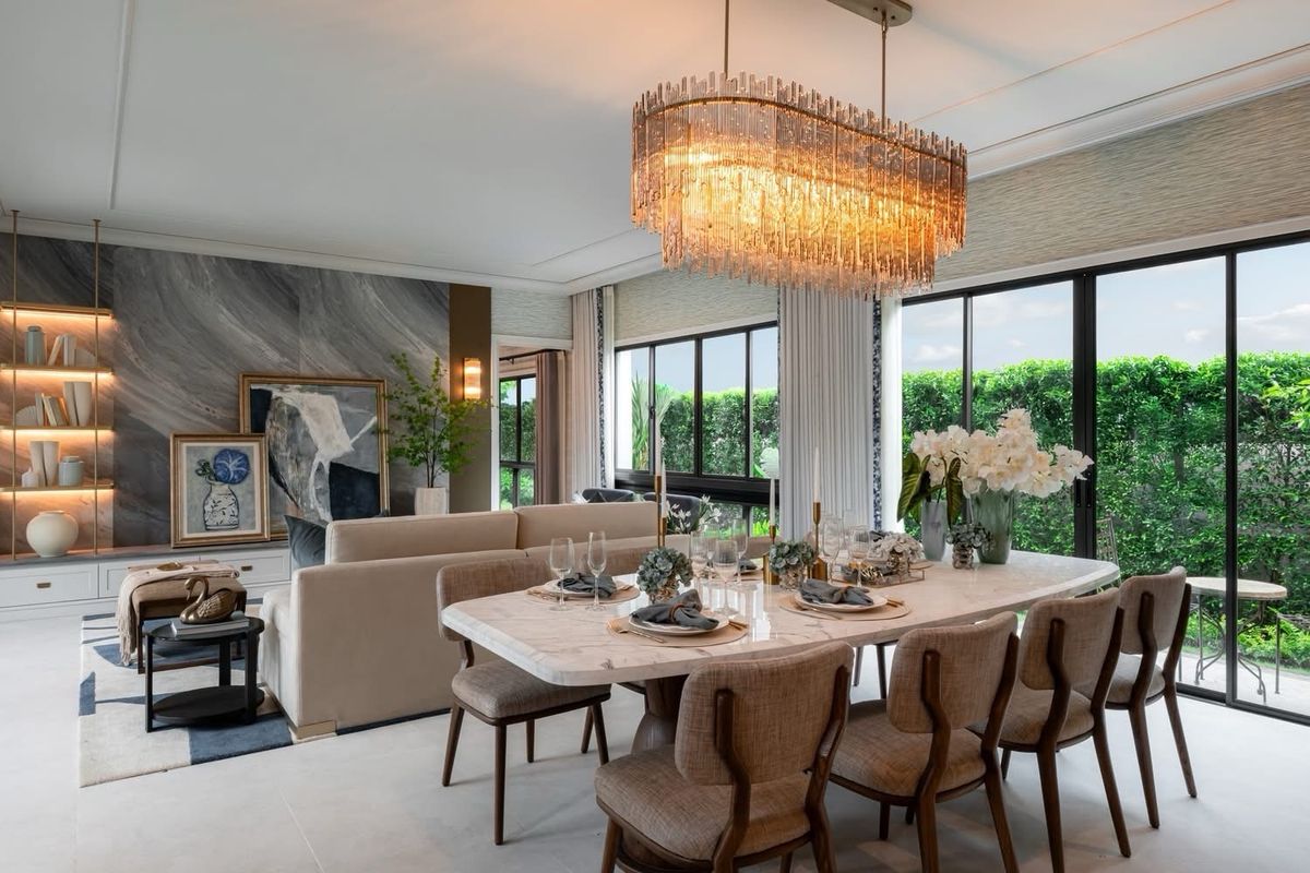 For SaleHouseNawamin, Ramindra : ⭐️⭐️⭐️ Round 𝐕𝐕𝐈𝐏 Burasiri Jatuchoti, a new luxury house from Sansiri, size 246 square meters, 4 bedrooms, 4 special bathrooms, only 13.9 million baht !!!