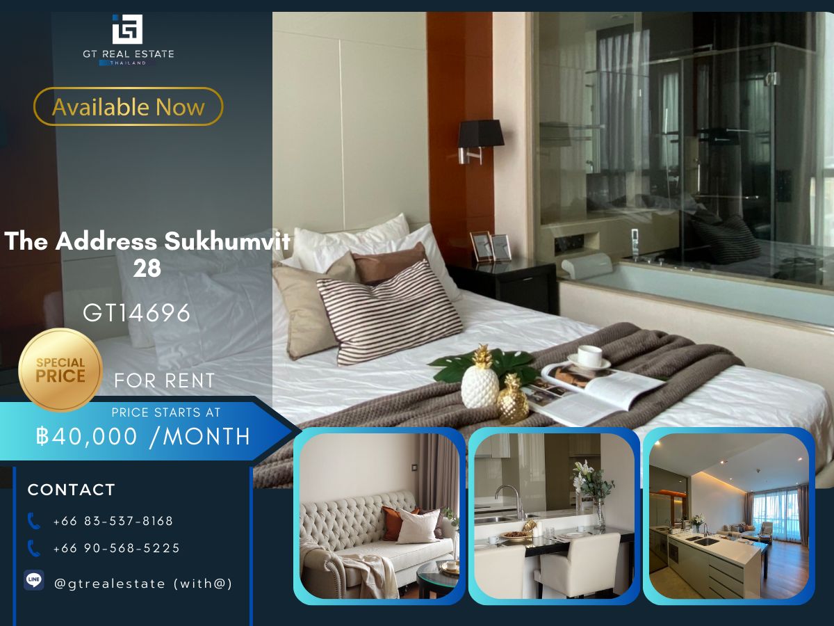 For RentCondoSukhumvit, Asoke, Thonglor : The Address Sukhumvit 28 condo is convenient to travel with a beautiful room, complete furniture ready !!