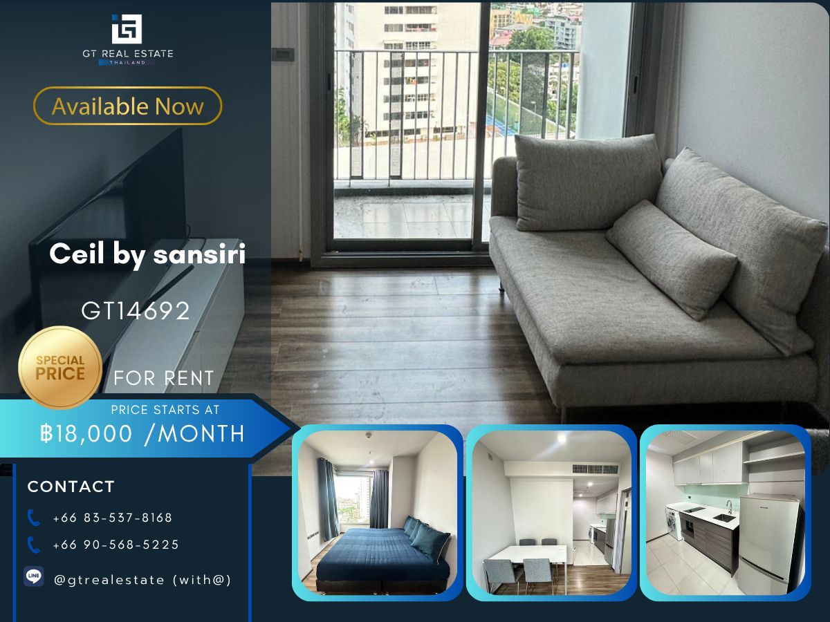For RentCondoSukhumvit, Asoke, Thonglor : CEIL BY SANSIRI Condo is convenient to travel near the BTS Skytrain. There is a beautiful room shuttle, complete furniture !!