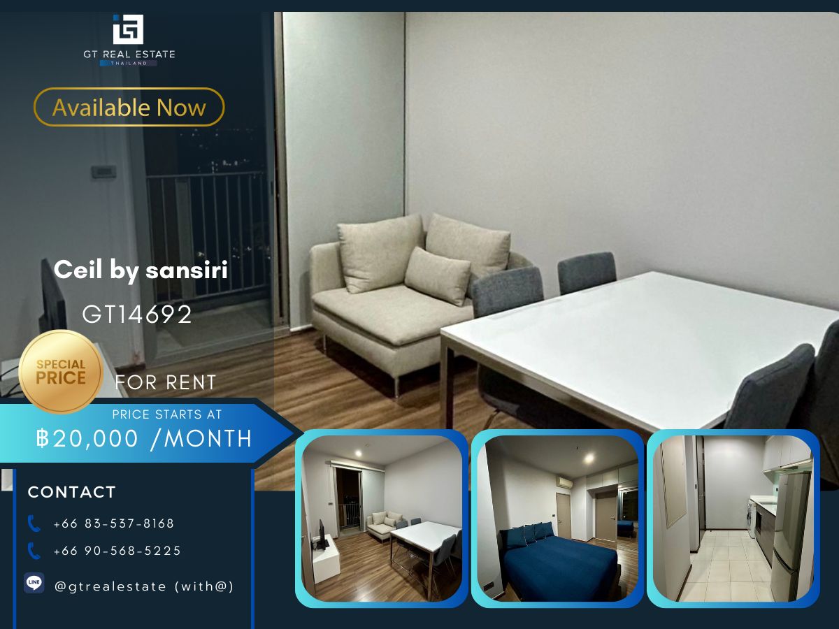 For RentCondoSukhumvit, Asoke, Thonglor : CEIL BY SANSIRI Condo is convenient to travel near the BTS Skytrain. There is a beautiful room shuttle, complete furniture !!
