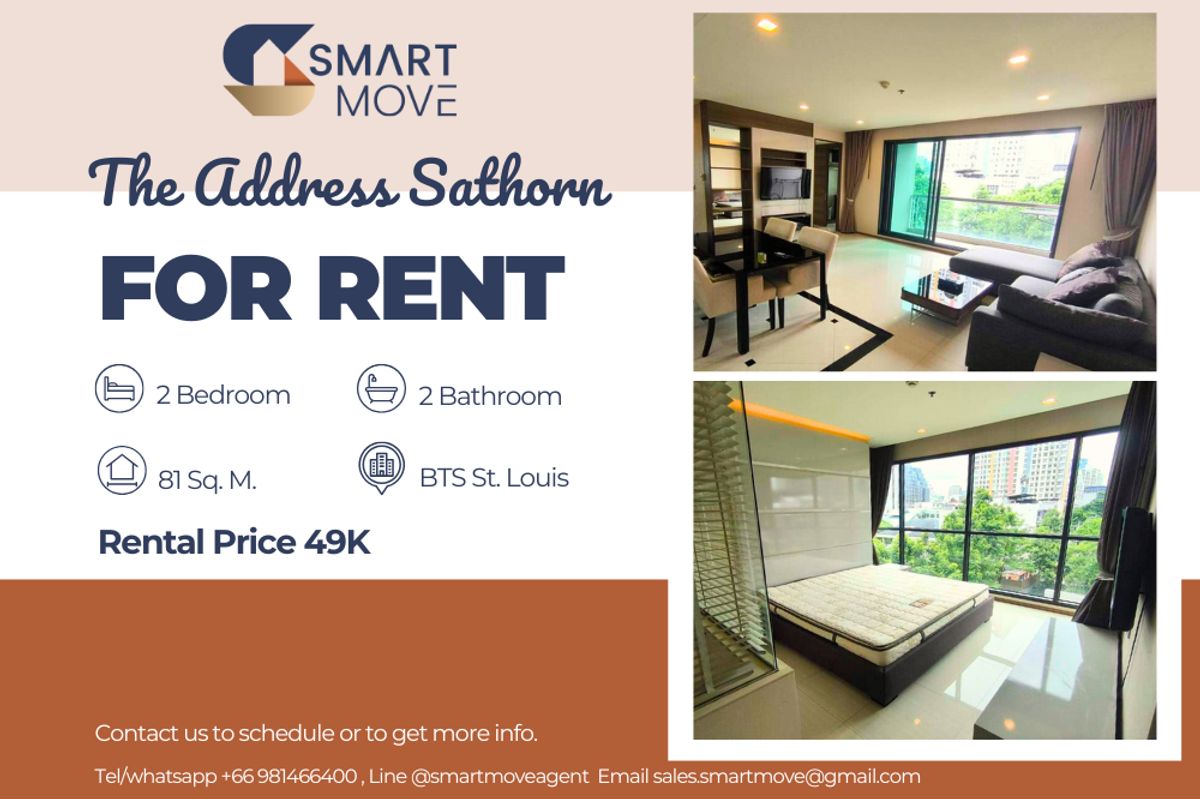 For RentCondoSathorn, Narathiwat : 🔥 For Rent !! Spacious room, There is a bathtub!! 🔥 Code C20250900016..........The Address Sathorn, 2 bedroom, 2 bathroom, furnished, ready to move in 📣📣